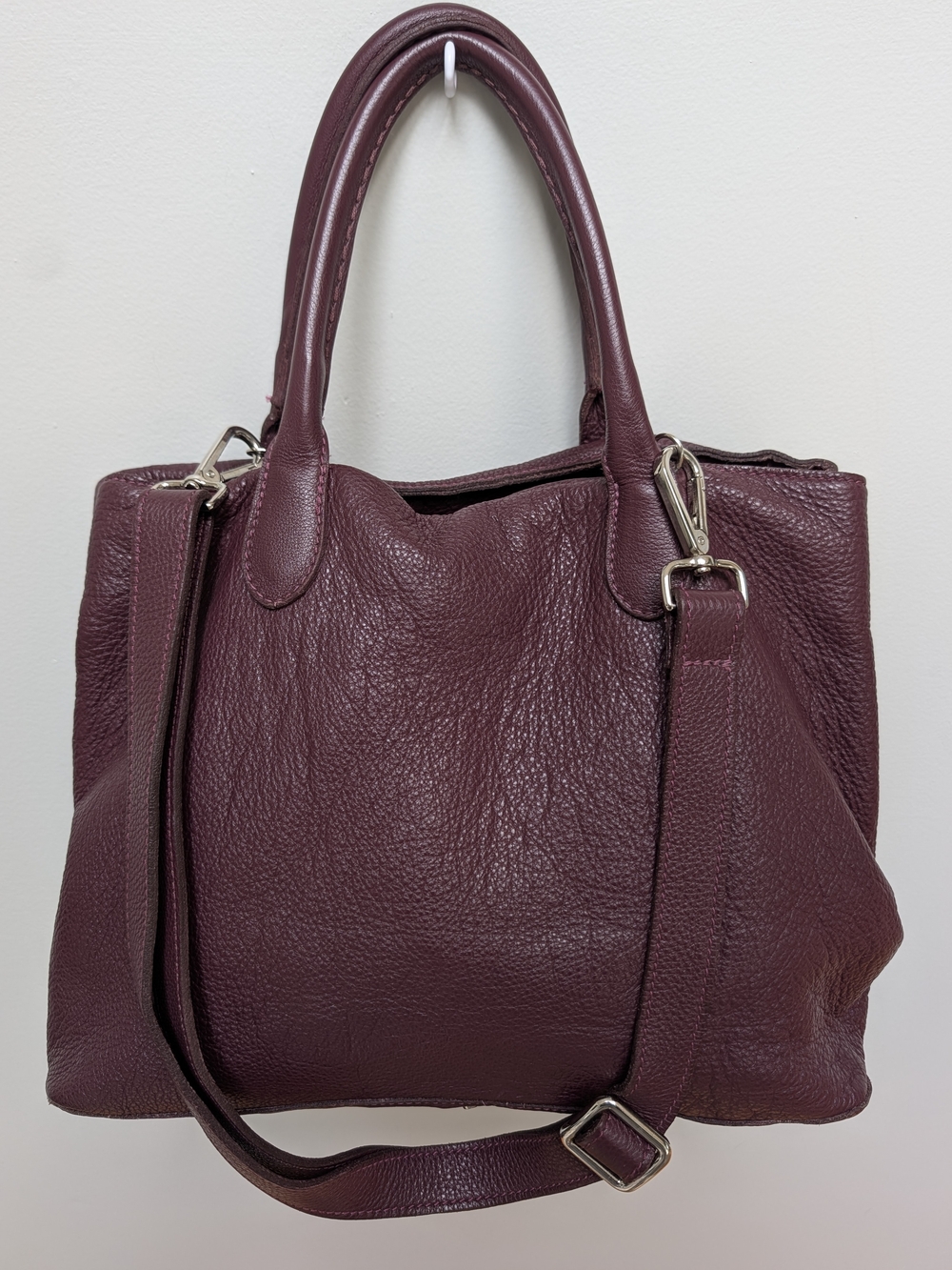 Vintage Roots Leather Satchel Burgundy/Plum - Picture 9 of 15